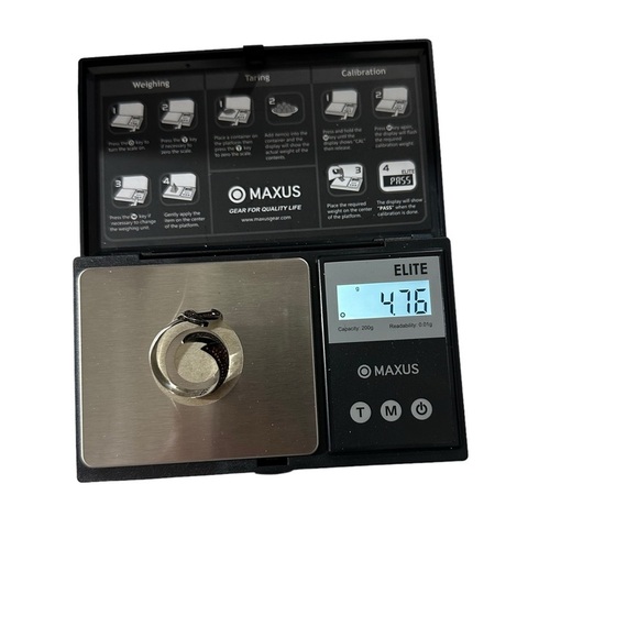 925 Silver Black & Orange Carnelian Flaming Sword Mens Bypass Ring Size 13 New - Picture 10 of 10